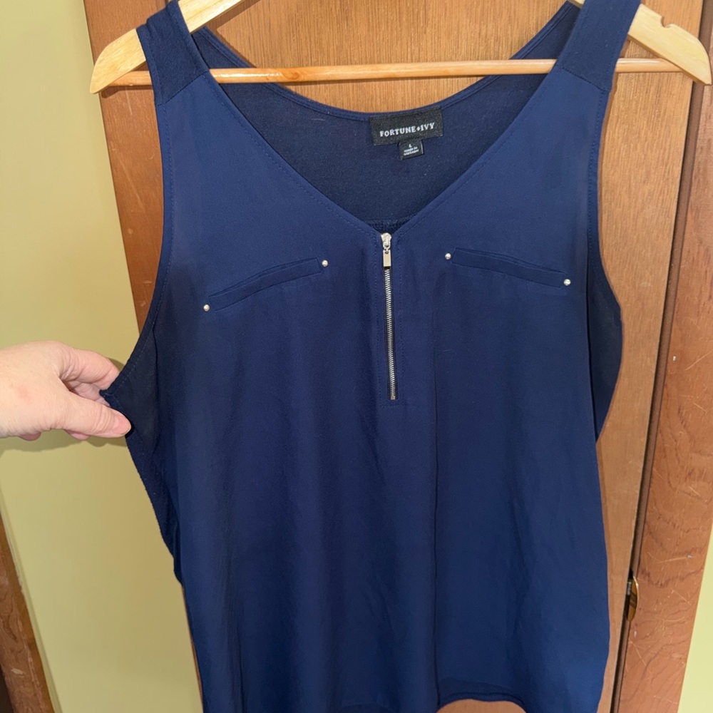 Elegant Navy Tank Top with Zipper